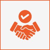 Handshake icon with a checkmark symbol.